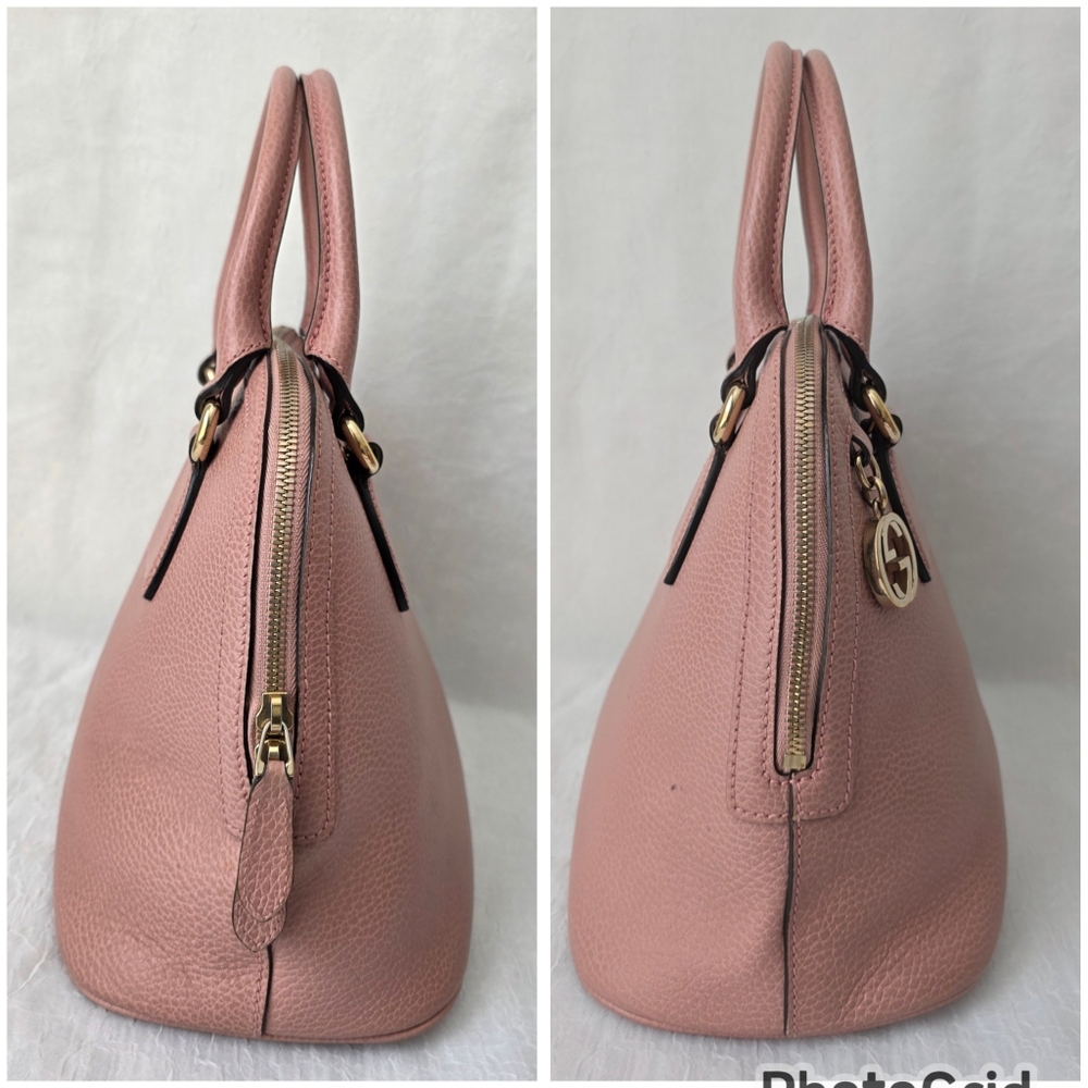 Auth Gucci GG Dollar Dome Calfskin Satchel Handbag - Picture 9 of 11